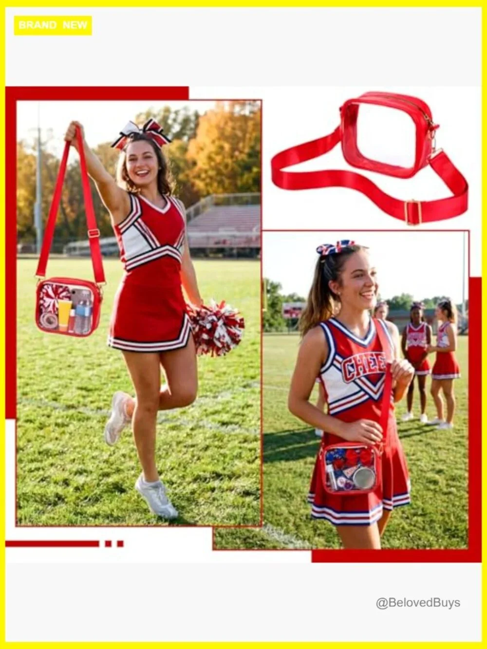 Clear Crossbody Bag for Stadium Events Concerts Sports Fan Transparent PVC